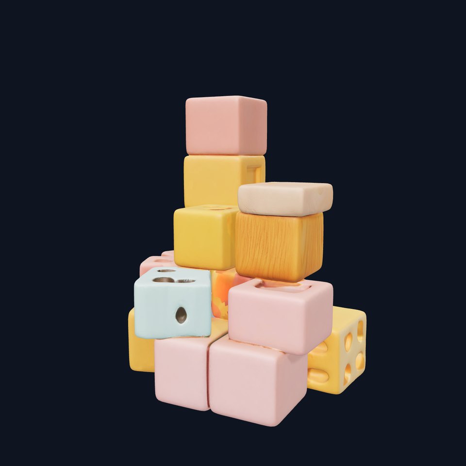 Pastel Wooden Blocks model pack